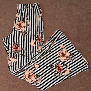 Elegant Floral Wide Leg Pants